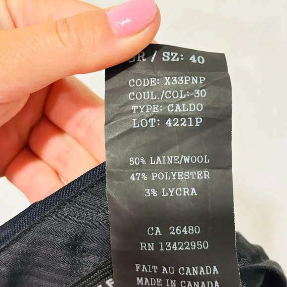 CITADIN Navy Wool Dress Pants | Slim Classic Trousers * - Picture 6 of 6